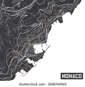 Minimalistic Monaco city map poster design.