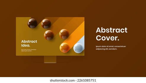 Minimalistic monitor mockup banner layout. Vivid web project vector design concept.