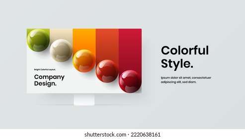 Minimalistic monitor mockup web project layout. Clean landing page vector design template.
