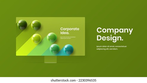 Minimalistic monitor mockup web project template. Abstract landing page design vector illustration.