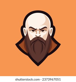 Minimalistic monk mascot logo vector template