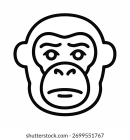 Ilustração de cabeça de macaco minimalista com um estilo de arte de linha simples e expressão triste