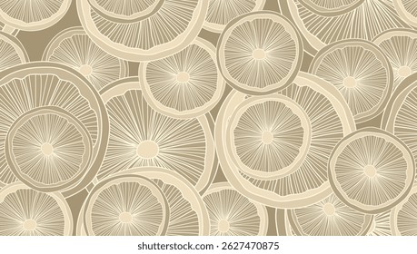 Minimalistic Monochrome Floral Seamless Pattern with Citrus Ornament. Vector Abstract Modern Fruit Hand Drawn Template Design. Floral Fashion Pattern. Trendy Contemporary Print Design. Not AI