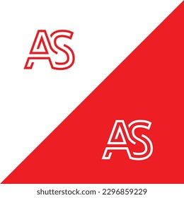 Símbolo de signo de tipografía con letras de las iniciales de monograma minimalista AS
