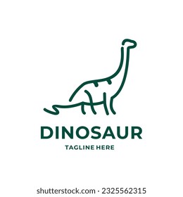 minimalistic monoline line art outline dinosaur icon illustration vector template