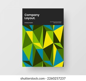 Minimalistic mosaic hexagons flyer layout. Unique company cover design vector template.