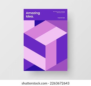 Concepto minimalista del folleto hexagonal en mosaico. Folleto corporativo de primera calidad ilustrativo del vector de diseño A4.