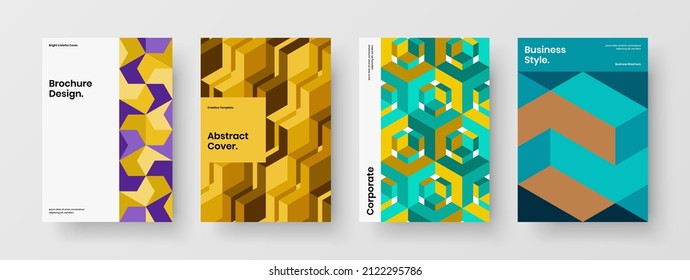 Minimalistische Mosaik Muster Jahresbericht Illustration Zusammensetzung. Mehrfarbige Präsentation A4 Design Vektorgrafik-Template-Bundle.