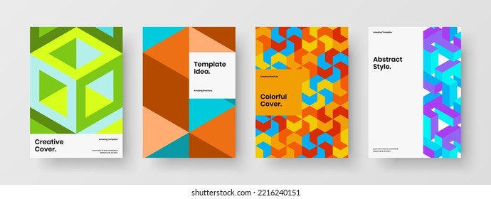 Paquete de diseño de folletos de la compañía de patrones de mosaico minimalista. Juego de concepto de diseño vectorial de portada de asientos limpios.