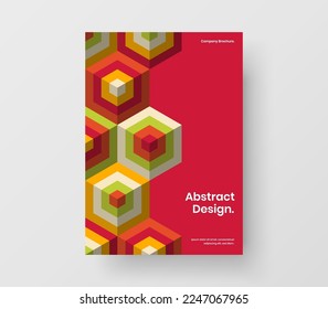 Minimalistic mosaic pattern company brochure template. Trendy poster A4 vector design layout.