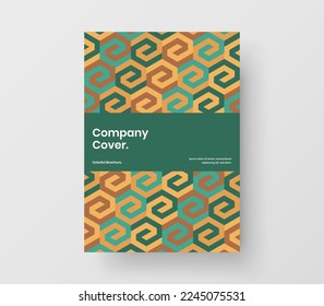 Minimalistic mosaic pattern leaflet concept. Amazing company brochure design vector template.
