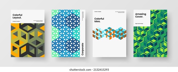 Minimalistic mosaic pattern presentation layout collection. Amazing journal cover A4 design vector concept composition.