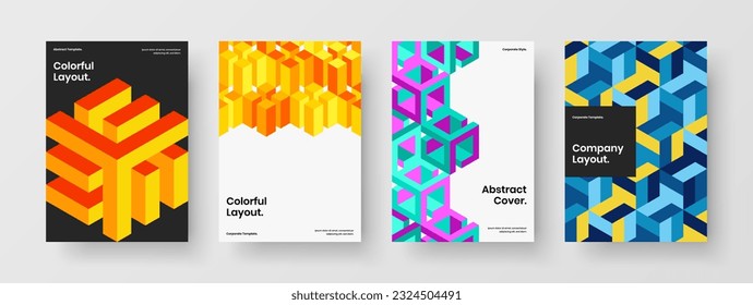 Conjunto de plantillas de folletos de formas de mosaico minimalista. Composición única de ilustración de diseño vectorial de afiches.