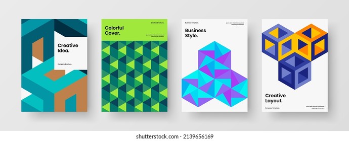 Minimalistic mosaic tiles handbill template collection. Isolated corporate cover vector design layout composition.