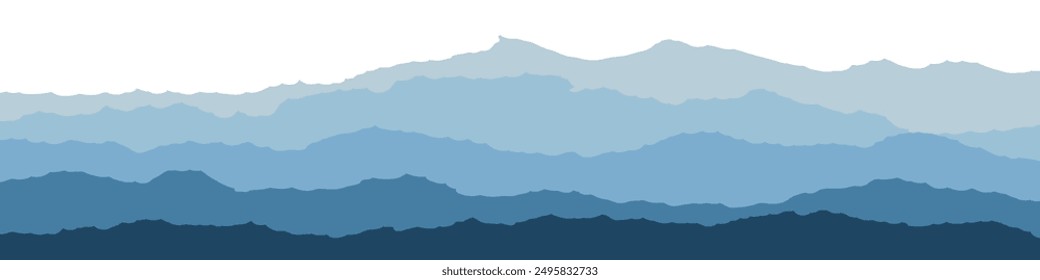 Minimalistic mountain landscape. Abstract blue hills or rocks. Panoramic view nature background