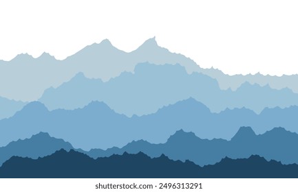 Minimalistic mountain landscape. Abstract blue hills or rocks. Panoramic view nature background