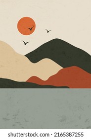 Minimalistic mountain landscape background illustration