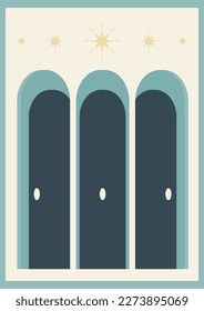 Minimalistic muslim architecture elements poster illustration. Modern aesthetic illustration.