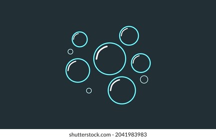 Icono de burbujas azules de neón minimalista