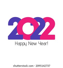 Minimalistic New year greeting card template with blue and pink color typography