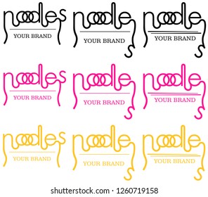 minimalistic noodle logo of the word in different versions, typography