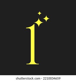 minimalistic number one icon in gold color on a dark background