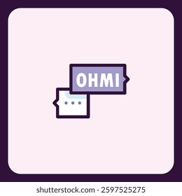 Minimalistic OHMI Letter Graphic with Speech Bubbles for Online Communication