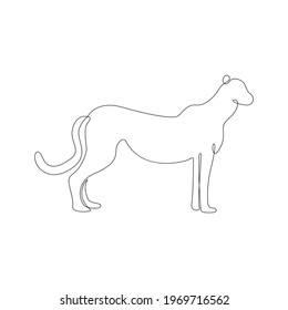 Minimalistic One Line cheetah icon. Line drawing cheetah, leopard, jaguar animal one line hand drawing continuous outline tattoo art, Free single line drawing of cheetah Vector Illustration