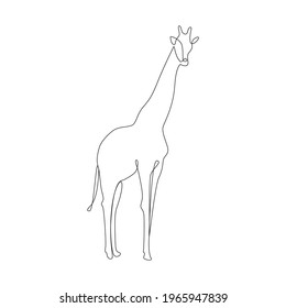 Minimalistic One Line Giraffe Icon. Line Drawing Animal Tattoo. Giraffe One Line Hand Drawing Continuous Art Print, Free Single Line Drawing Of Giraffe Vector Illustration