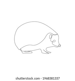 Minimalistic One Line Hedgehog Icon. Line drawing animal tattoo. Cute Hedgehog one line hand drawing continuous outline art, Free single line drawing of Hedgehog line Vector Illustration