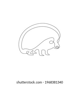 Minimalistic One Line Hedgehog Icon. Line drawing animal tattoo. Hedgehog one line hand drawing continuous outline art, Free single line drawing of Hedgehog Vector Illustration