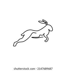 Minimalistic One Line Running Rabbit