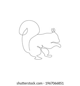 Minimalistic One Line Squirrel Icon. Line drawing animal tattoo. Squirrels one line hand drawing. Free single line drawing of squirrels continuous art print, Vector Illustration