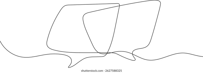 Minimalistic one line vector drawing of a speech bubble icon. Ideal for communication, messaging, and online conversation concepts. Clean and modern design suitable for digital interfaces and UI UX