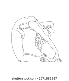 A minimalistic one-line drawing of a ballerina performing a graceful pose, depicted on a white background, delicate continuous line