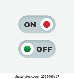 Minimalistic onoff button design with a sleek toggle switch style, ideal for user interfaces, websites, and app controls. Perfect for enhancing functionality with modern aesthetics.