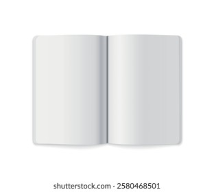 Minimalistic open notebook with plain white pages, soft edges, and a clean design for versatile use