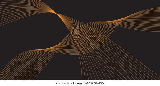 Minimalistic Orange abstract wavey lines with Black Background
