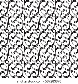 Minimalistic ornate decorative seamless pattern with repeating structure in monochrome style vector illustration