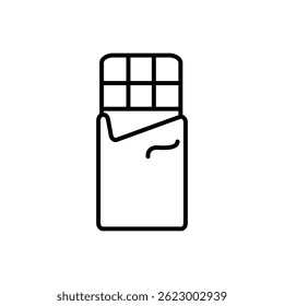 Minimalistic Outline of Chocolate Bar in Packaging on White Background

