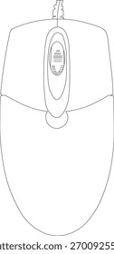 Minimalistic outline of a computer mouse, perfect for tech, digital, and gadget-themed projects. Simple line art suitable for web, app, and graphic design illustrations.
