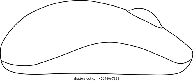 A minimalistic outline drawing of a computer mouse, rendered in black lines on a white background.