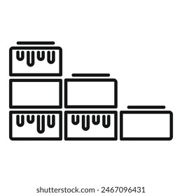 Minimalistic outline drawing of modern kitchen storage units