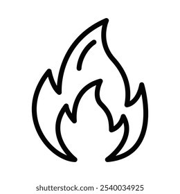 Minimalistic outline of a flame, ideal for concepts like fire, energy, or alert. Vector illustration. Editable stroke.