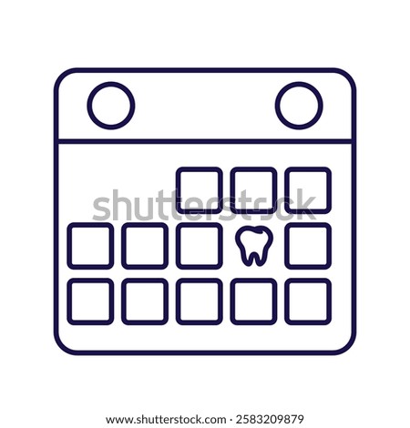 A minimalistic outline icon of a calendar medical check up dental Ideal for medical, healthcare, and dentistry-related designs.