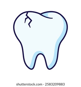 A minimalistic outline icon of a crack tooth dental Ideal for medical, healthcare, and dentistry-related designs.