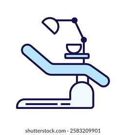 A minimalistic outline icon of a dental chair Ideal for medical, healthcare, and dentistry-related designs.