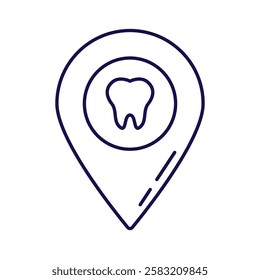 A minimalistic outline icon of dental location a dental Ideal for medical, healthcare, and dentistry-related designs.