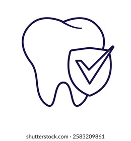 A minimalistic outline icon of a dental protection care Ideal for medical, healthcare, and dentistry-related designs.