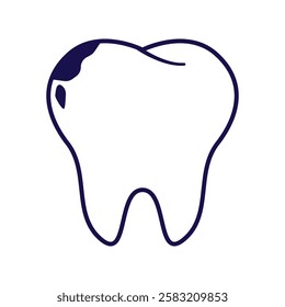 A minimalistic outline icon of a dental teeth with plague Ideal for medical, healthcare, and dentistry-related designs.